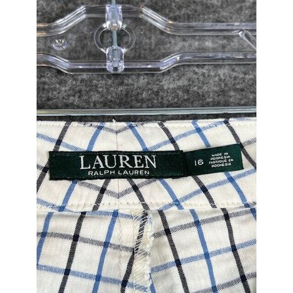 Ralph Lauren Pants Women's Size 16 White and Blue/Black Gingham Plaid Checkered - Picture 4 of 6